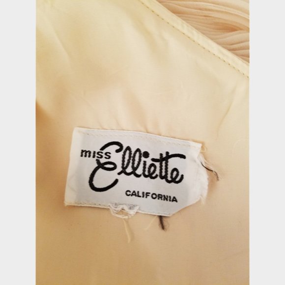 Vtg 70s Nude Blush Chiffon Lace Tiered Gown Dress - Picture 7 of 7